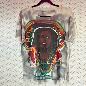 RARE VTG Bob Marley Proace Single Stitch Graphic Tee Shirt Tie Dye Dstressed